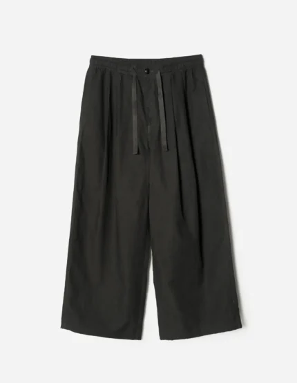 7319 Hemp Ripstop Pleated Trousers Black (1)