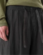 7319 Hemp Ripstop Pleated Trousers Black (5)