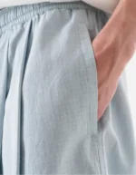 7319 Hemp Ripstop Pleated Trousers Light Blue (3)