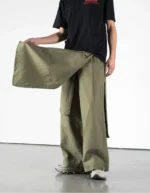 hakama pants 7232 kirin asym cargo hakama pants olive (4)