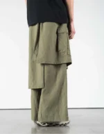 hakama pants 7232 kirin asym cargo hakama pants olive (5)