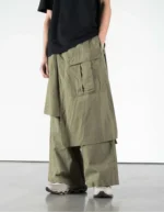 hakama pants 7232 kirin asym cargo hakama pants olive (6)
